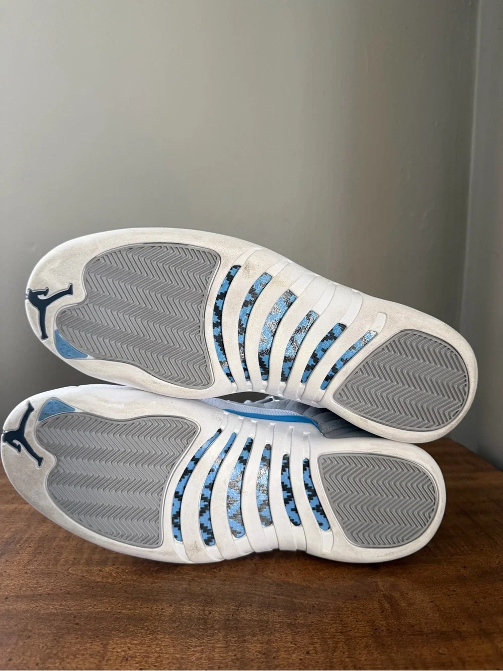 Jordan Men's Grey, White and Blue High-Top Sneakers